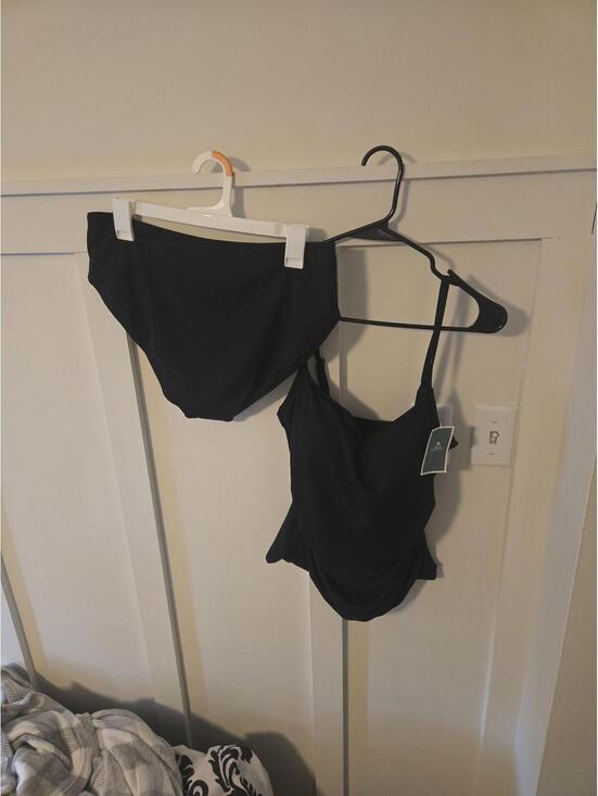 Eomenie Other - EOMENIE Black Ribbed High-Waisted Bikini Set Two-Piece Swimsuit NWT